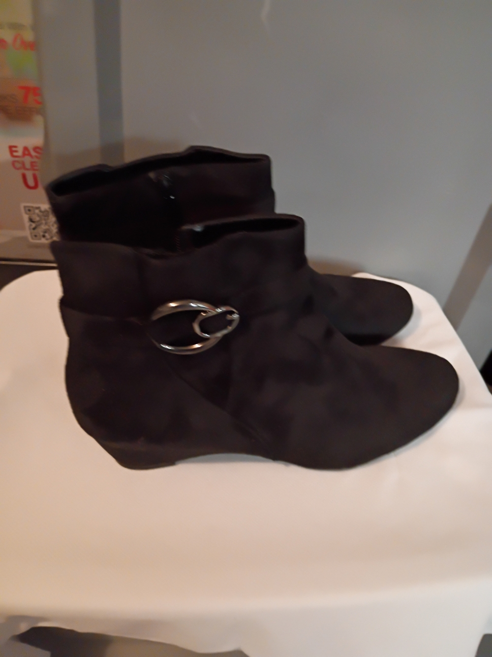 Black Women's Ankle Boots with Decorative Buckle